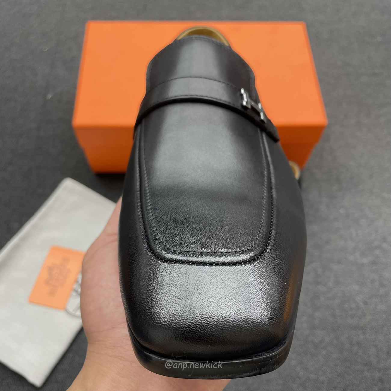 Hermes Goatskin Mens Giovanni Loafer Black (7) - newkick.cc